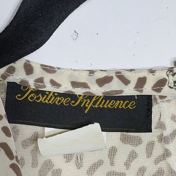 Vintage Positive Influence Womens Animal Print Pleated Dress Small Dainty Lace - Picture 6 of 11